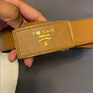 Prada Logo Plate Belt